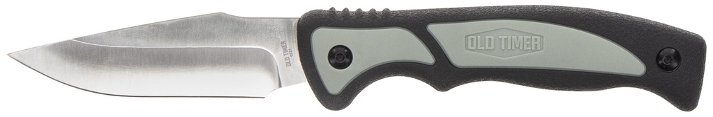 Old Timer 1137140 Trail Boss  3.70" Fixed Caper Plain Stainless Steel Blade 5.25" TPE Handle Includes Sheath