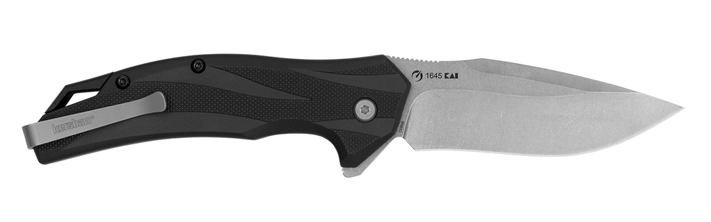 Kershaw 1645 Lateral  Full Size Folding Drop Point w/Recurve Plain Stonewashed 8Cr13MoV SS Blade, Gray Textured Glass-Filled Nylon Handle Includes Pocket Clip