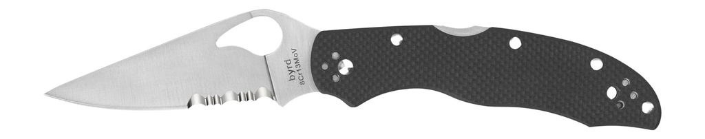 Spyderco BY01GPS2 Harrier 2  3.39" Folding Drop Point Part Serrated Stonewashed 8Cr13MoV SS Blade, Black Textured G10 Handle, Includes Pocket Clip