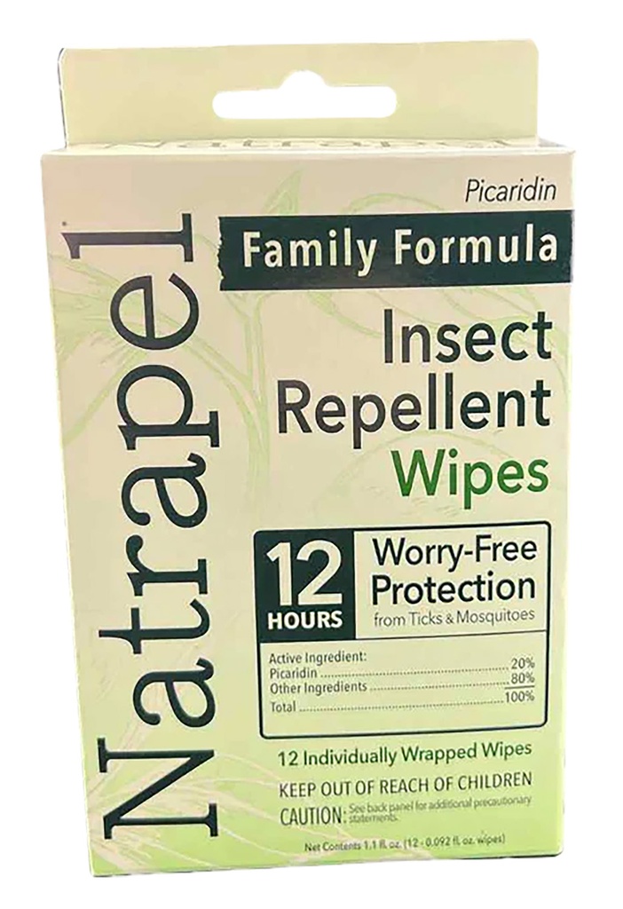 Natrapel 00066095 Repellent Wipes  Repels Ticks & Biting Insects Effective Up to 12 hrs 12/Box