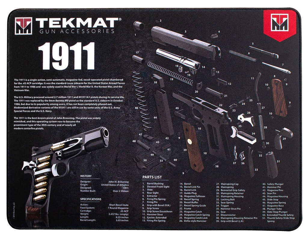 BECK TEK, LLC (TEKMAT) TekMat TEKR2019113D  Ultra 20 Cleaning Mat Black/White Rubber 15"x20" 1911 Parts Diagram