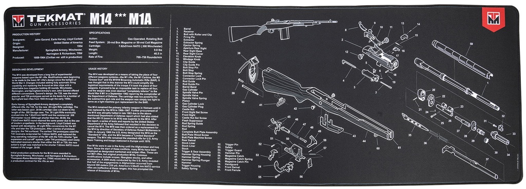 BECK TEK, LLC (TEKMAT) TekMat TEKR44M14 M14 (M1A) Cleaning Mat Black/White Rubber 15"x44" M14 (M1A) Parts Diagram