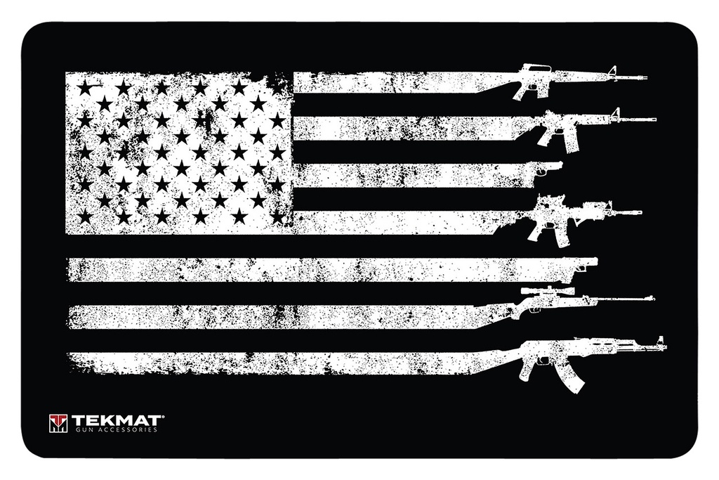 BECK TEK, LLC (TEKMAT) TekMat TEK42GFUSA USA Gun Flag Door Mat Black/White Rubber 25"x42"