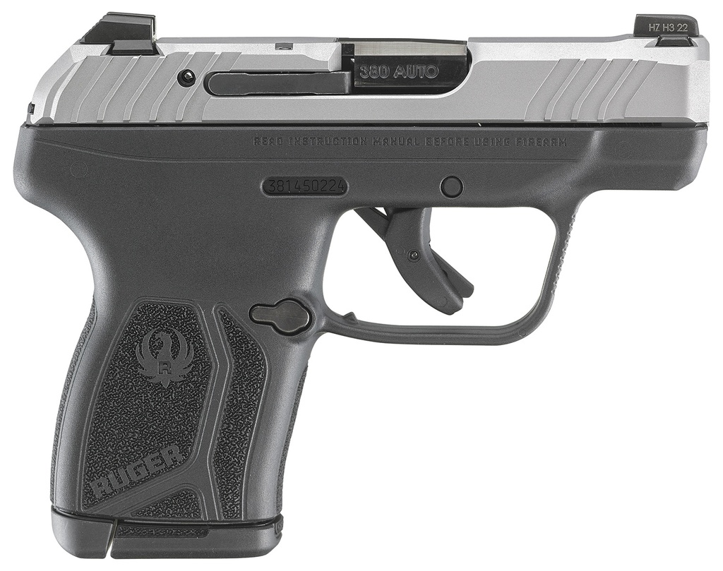 Ruger 13744 LCP Max  Compact 380 ACP 10+1 2.80" Black Oxide Steel Barrel, Matte Stainless Serrated Slide, Black Polymer Frame w/Serrated Trigger Guard w/Black Nylon Grip