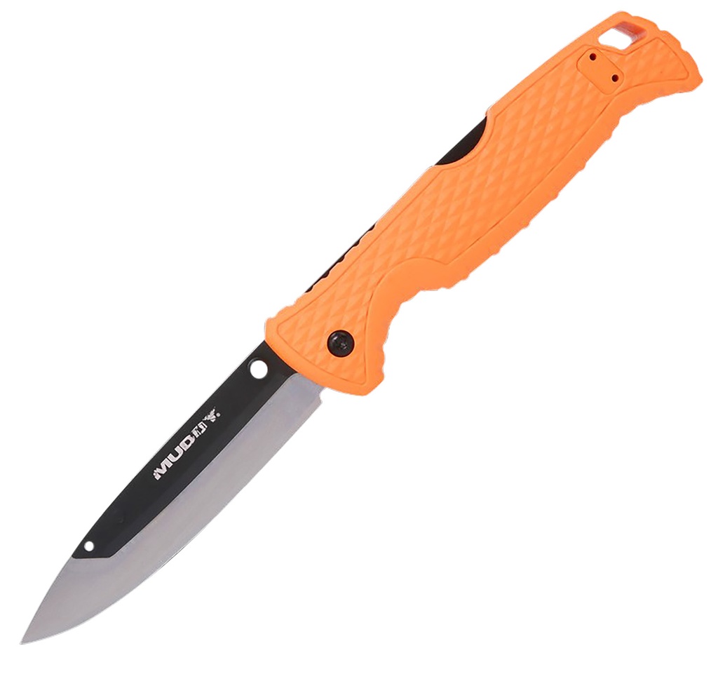 Muddy MUD-FL-35RB5PZ SWAP Replace-A-Blade 3.50" Folding Drop Point Plain 420J2 SS Blade, Blaze Orange Textured GFN Handle, Includes Lanyard/Pocket Clip, 3 Replacement Blades