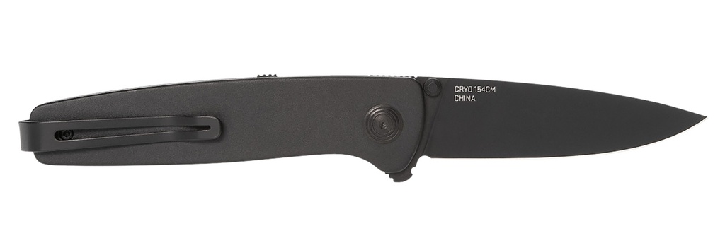 S.O.G SOG11150143 Twitch III 3.10" Folding Drop Point Plain Black TiNi 154CM SS Blade, Black Aluminum Handle