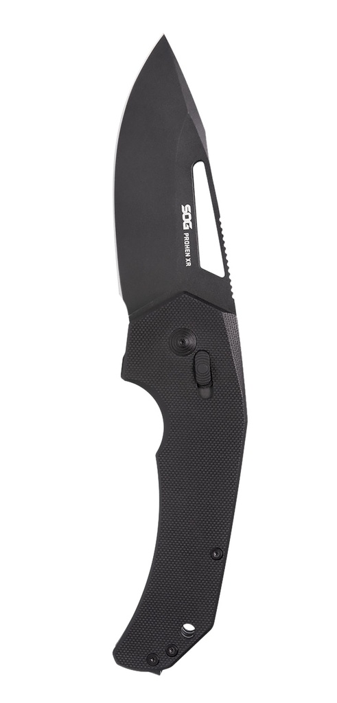 S.O.G SOG12250157 Prohen XR 3.35" Folding Drop Point Plain Black TiNi Cryo D2 Steel Blade, Black Textured G10 Handle