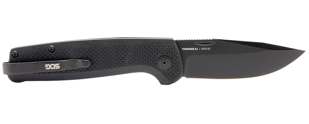 S.O.G SOGTM1005BX Terminus SJ 2.90" Folding Clip Point Plain Stonewashed Cryo D2 Steel Blade/ Blackout G10 Handle Includes Belt Clip