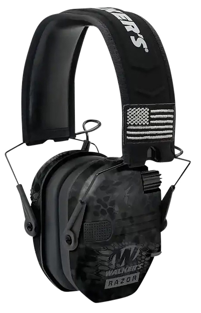 Walkers Game Ear Walker's GWPRSEMPATKPT Razor Patriot Slim Muff 23 dB Over the Head Kryptek Highlander/Black Polymer