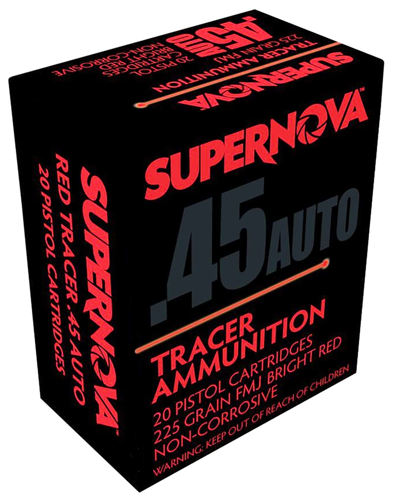 EAA Supernova PMSN45ACR Red Tracer Non Corrosive 45 ACP 225 gr Full Metal Jacket 20 Per Box/ 50 Cs