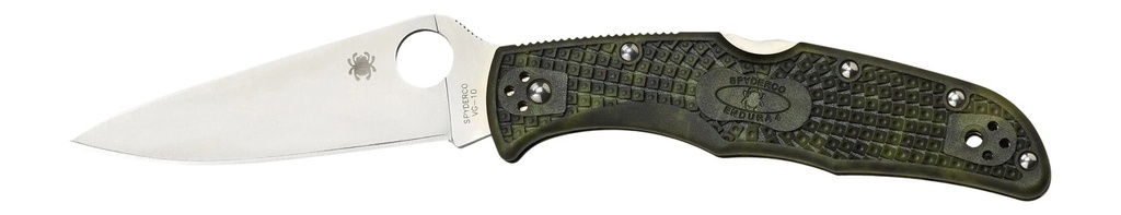 Spyderco C10ZFPGR Endura 4 Lightweight 3.80" Folding Plain Satin VG-10 SS Blade/Zome Green Bi-Directional Texturing FRN Handle Includes Pocket Clip