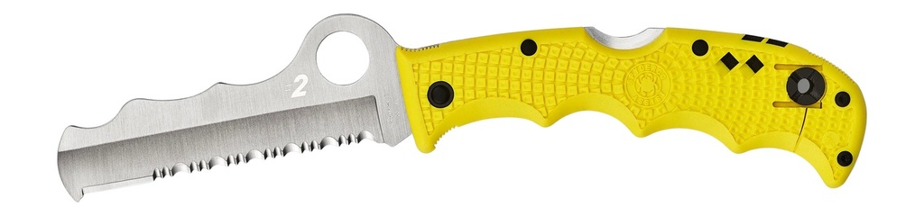 Spyderco C79PSYL Assist Salt Lightweight 3.68" Folding Part Serrated H2 Steel Blade/Yellow Bi-Directional Texturing FRN Handle Includes Glass Breaker/Pocket Clip