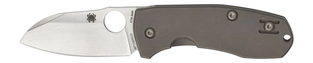 Spyderco C158TIP2 Techno 2  2.52" Folding Sheepsfoot Plain CTS XHP Steel Blade/Matte Stonewashed Titanium Handle Includes Pocket Clip