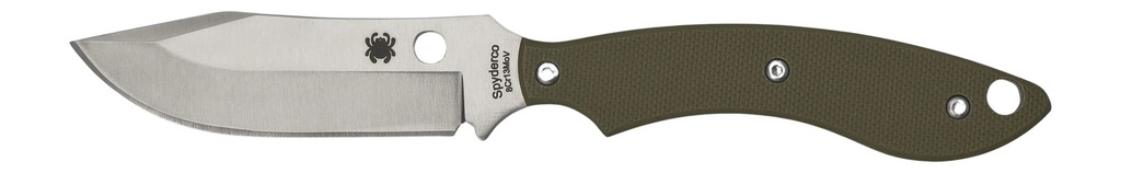 Spyderco FB49GPOD Stok  2.95" Fixed Bowie Plain Stonewashed 8Cr13MoV SS Blade/Olive Drab Textured G10 Handle Includes Sheath w/G-Clip