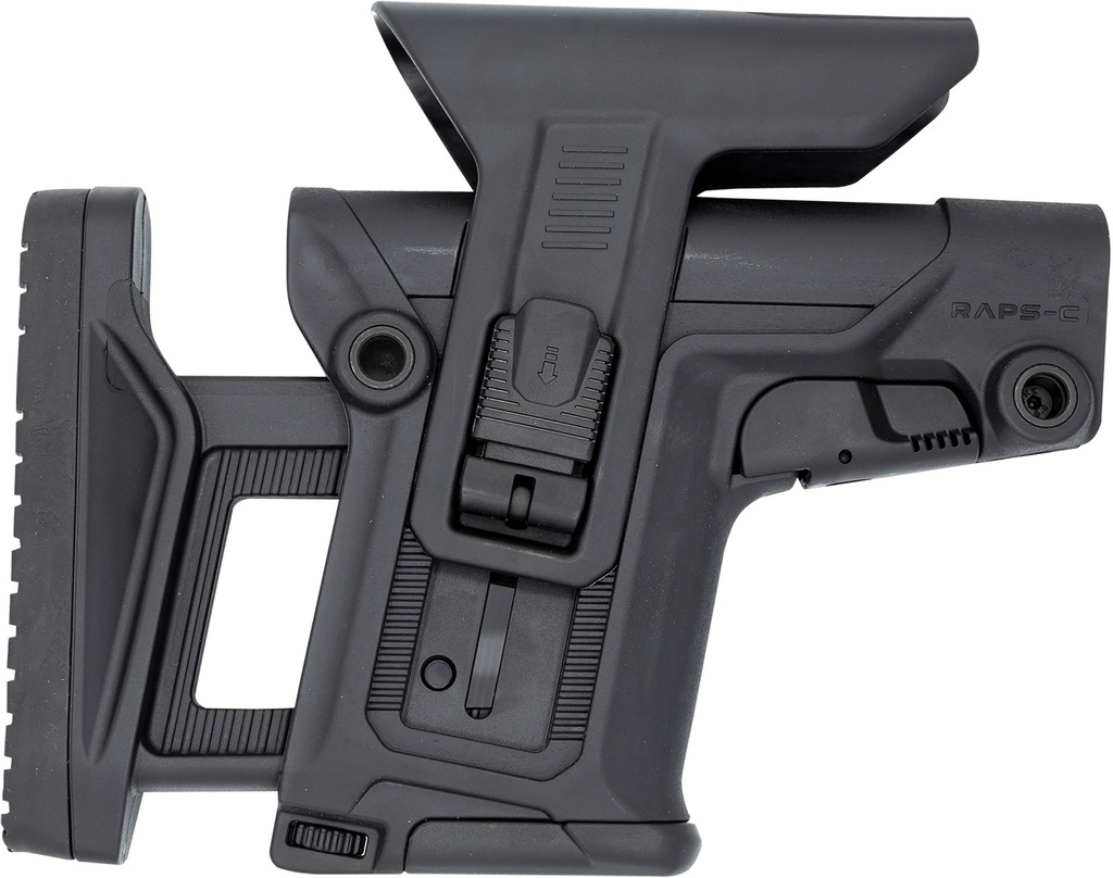 FAB Defense FXRAPSCB RAPS Rapid Adjustment Precision Stock-Collapsible Fits Mil-Spec/Commercial Buffer Tubes Integrated Cheek-Rest & Adjustable LOP Ambidextrous 1Latch System Black Polymer
