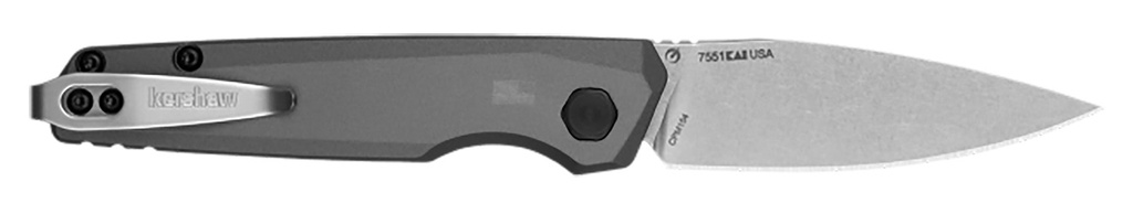 Kershaw 7551 Launch 18 Automatic 2.79" Folding Spear Point Plain Stonewashed CPM 154 SS Blade, Gray Anodized w/Black Oxide Hardware Aluminum Handle, Includes Pocket Clip