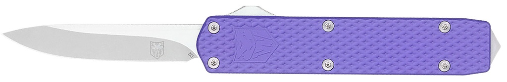 COBRA TEC KNIVES LLC CobraTec Knives MNPURMGEN2DNS Mini Mamba Gen II 2.25" OTF Plain Stonewashed D2 Steel Blade, 3.38" Purple Textured Anodized Aluminum Handle, Features Glass Breaker, Includes Pocket Clip