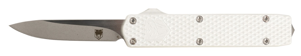COBRA TEC KNIVES LLC CobraTec Knives MNSILMGEN2DNS Mini Mamba Gen II 2.25" OTF Plain Stonewashed D2 Steel Blade, 3.38" Silver Textured Anodized Aluminum Handle, Features Glass Breaker, Includes Pocket Clip