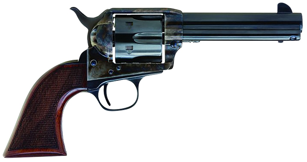 Cimarron AR400 Arizona Ranger  357 Mag 6 Shot, 4.75" Blue w/Engraved "Arizona Ranger" Steel Barrel, Blued Cylinder, Color Case Hardened Steel Frame, Checkered Walnut Grip, Exposed Hammer