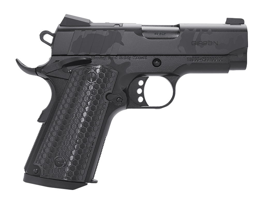EAA Girsan 391150 MC1911 SC Influencer Sub-Compact 9mm Luger 7+1 3 3.40" Black Steel Barrel, Black Camo Optic Ready/Serrated Steel Slide & Frame w/Picatinny Rail & Beavertail, Black Polymer Grip