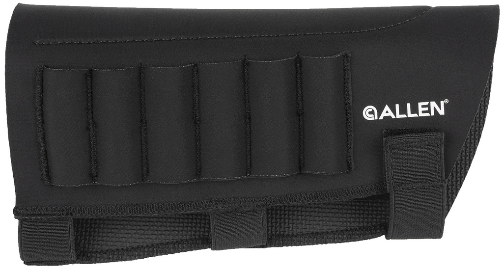 Allen 18427 Buttstock Shell Holder  Black Neoprene 223-300 Win Magnum 6rd Velcro Mount
