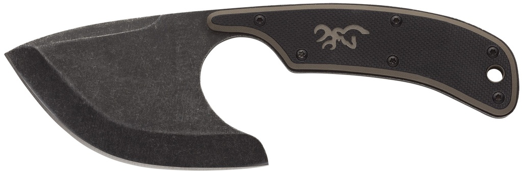 Browning 3220323 Cutoff  2.50" Fixed Skinner Plain Black Black Oxide Stonewashed 9Cr14MoV SS Blade, Black/Tan G10 Handle