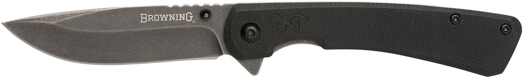 Browning 3220514 Branded Rock  EDC 3" Folding Drop Point Plain Black Stonewashed 7Cr17MoV SS Blade, Black G10 Handle