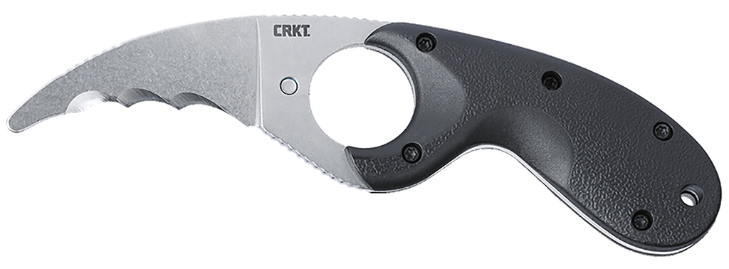 Columbia River CRKT 2511 Bear Claw  2.39" Fixed Hawkbill Veff Serrated Stonewashed AUS-8A SS Blade, Black Textured GRN Handle