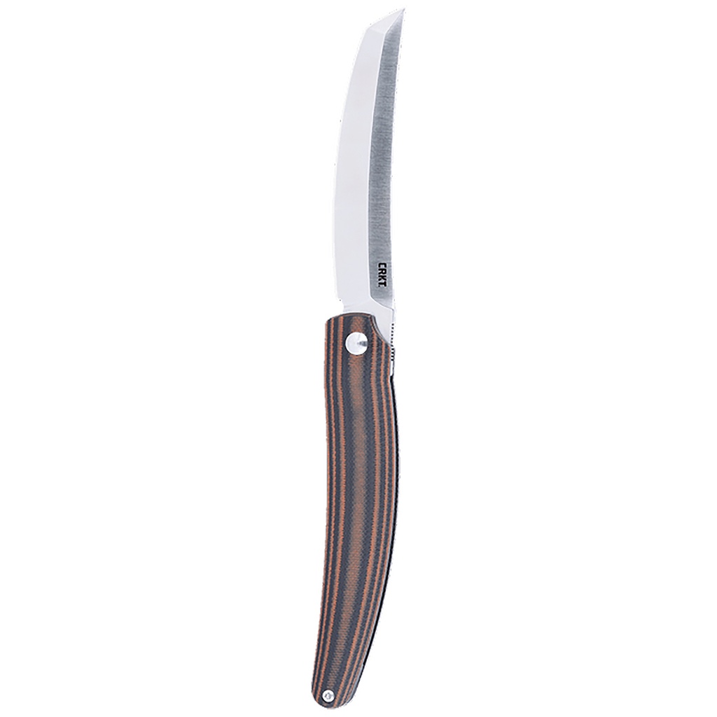 Columbia River CRKT 5930 Ancestor  EDC 3.60" Folding Tanto Plain Satin D2 Steel Blade, Black/Brown Stripe G10 Handle