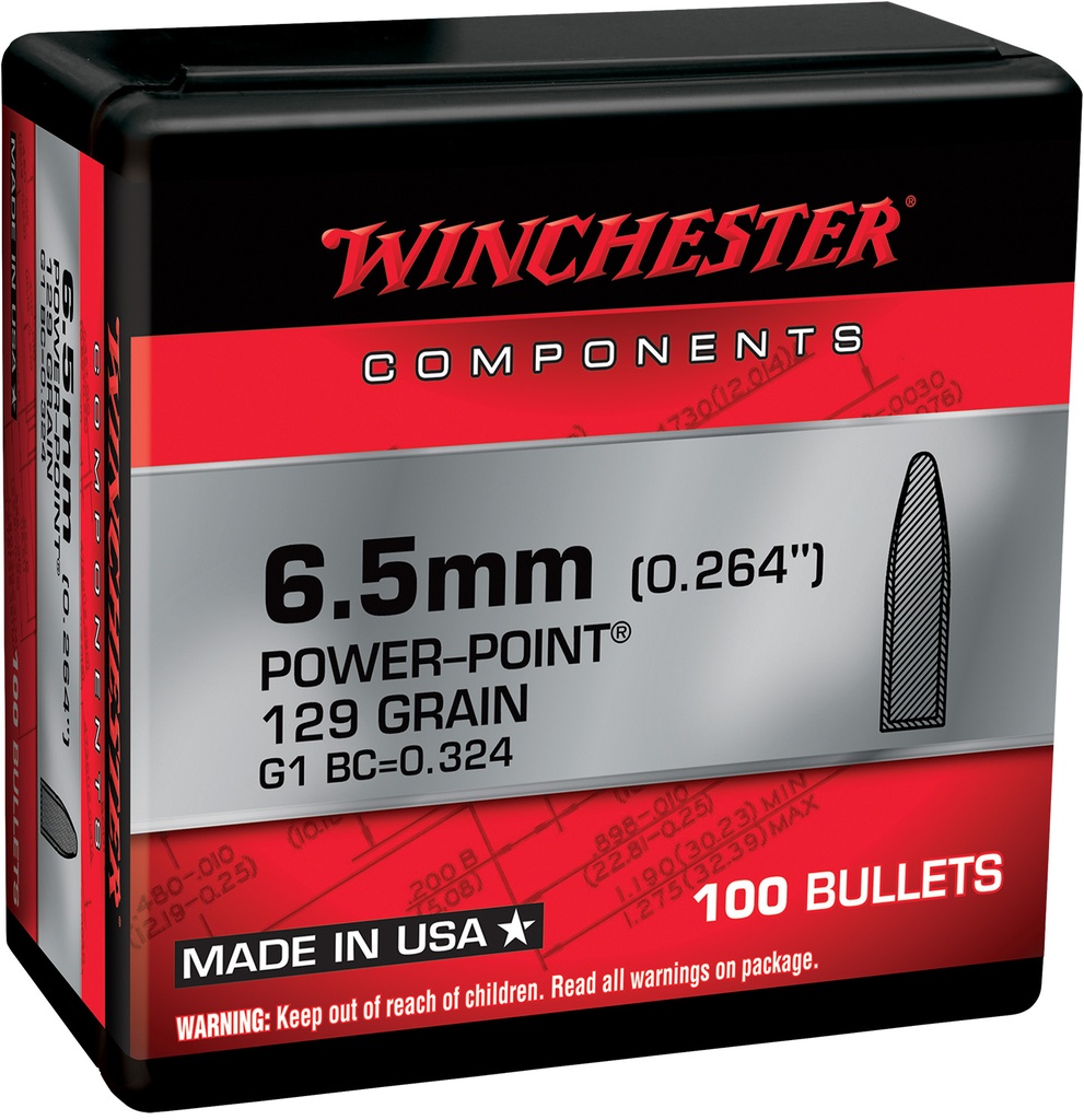 Winchester Ammo WB65PP129X Power-Point  6.5Creedmoor 129gr 100 Per Box/10 Case