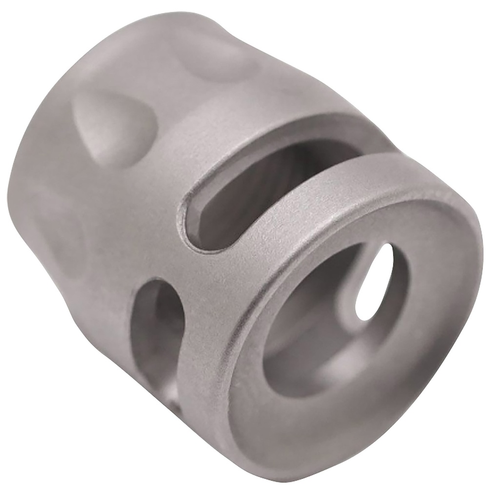 True Precision Inc TPSMICROSS Micro Compensator S-Type Satin Stainless 416R Stainless Steel 1/2"x28 Threads 9mm/380 ACP