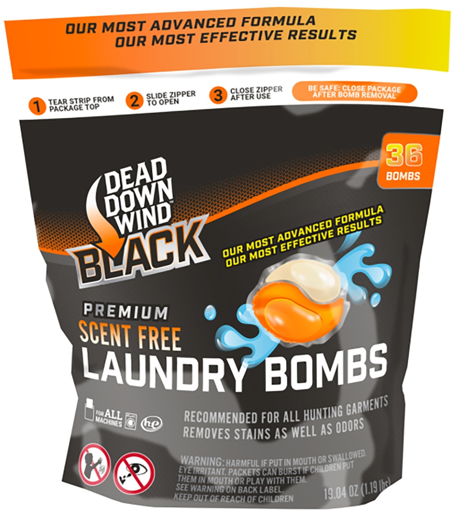 Dead Down Wind 118418 Black Premium Laundry Bombs Odor Eliminator Unscented Scent 36CT