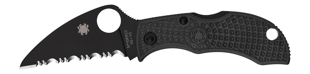 Spyderco MBKWSB Manbug  1.91" Folding Wharncliffe Serrated Non-Reflective Black TiCN VG-10 SS Blade, Black Textured FRN Handle