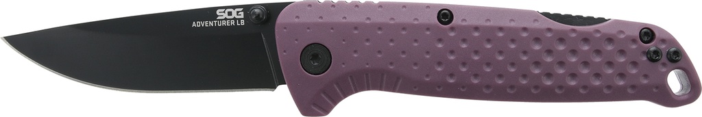 S.O.G SOG13110443 Adventure LB 3.50" Folding Drop Point Plain Black TiNi 5Cr15MoV Blade, Dark Purple Textured GREEN Handle
