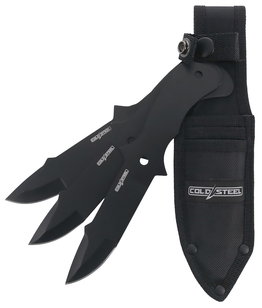 Cold Steel CSTH80KVC3PK Throwing Knives  Set of 3 Fixed 8" Drop Point Plain Black Oxide 420 Stainless Steel Blade, Includes Sheath