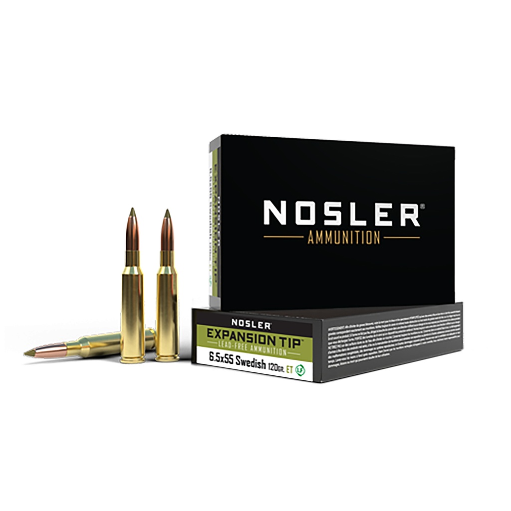 Nosler 40015   6.5x55Swedish 120gr Expansion Tip 20 Per Box/10 Case