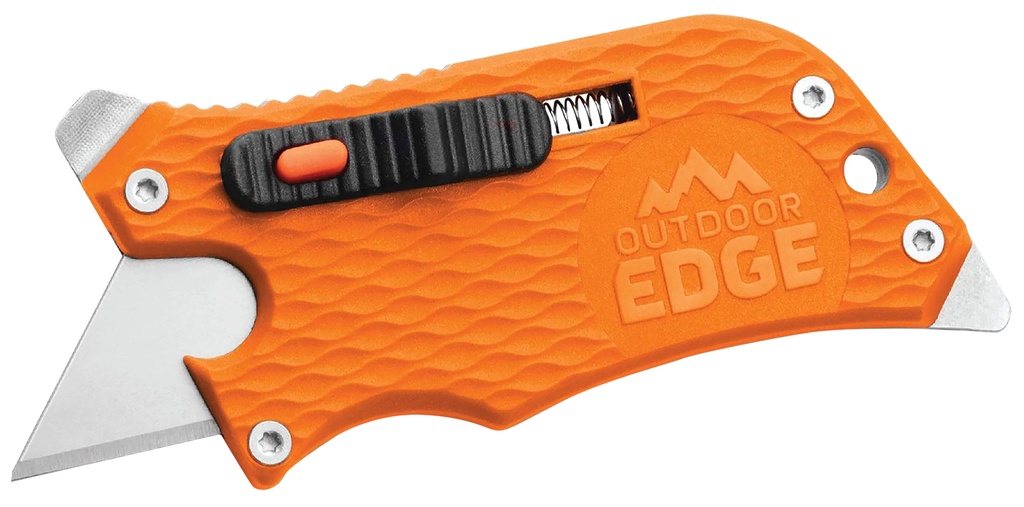 Outdoor Edge SWB10C SlideWinder  3.50" Long, Plain Utility Blade, Orange GNR/SS Handle, Screwdriver, Bottle Opener