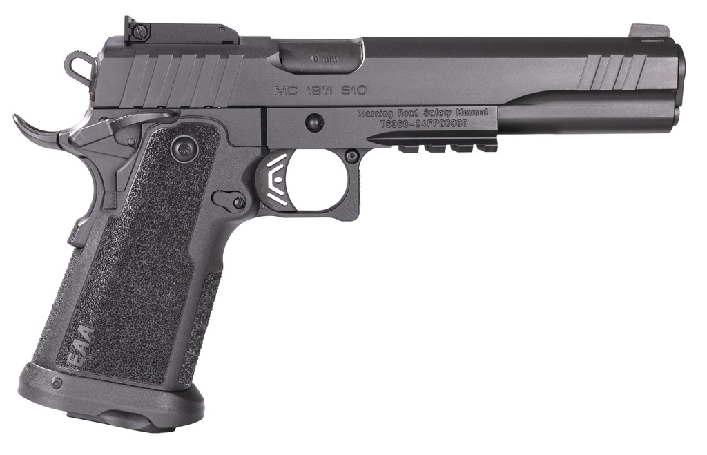 EAA Girsan 395075 Witness2311  10mm Auto 15+1 6" Black Steel Barrel, Black Optic Ready/Serrated Steel Slide, Black Polymer Frame w/Beavertail & Picatinny Rail, Black Checkered Polymer Grip, Ambidextrous