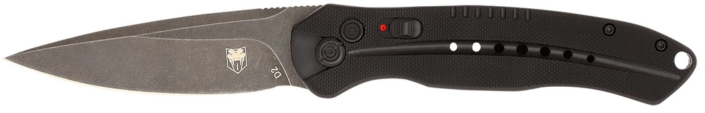 COBRA TEC KNIVES LLC CobraTec Knives BLKDIABLOAUTO Diablo  3.50" Folding Black Stonewashed D2 Steel Blade, 4.75" Black Textured G10 Scales Handle