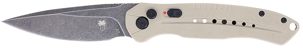 COBRA TEC KNIVES LLC CobraTec Knives TANDIABLOAUTO Diablo  3.50" Folding Black Stonewashed D2 Steel Blade, 4.75" Tan Textured G10 Scales Handle