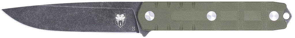 COBRA TEC KNIVES LLC CobraTec Knives CTOWODGDNS Outdoor Warrior 4.50" Fixed Drop Point Plain Stonewashed D2 Steel Blade, 4.75" OD Green Textured G10 Scales Handle