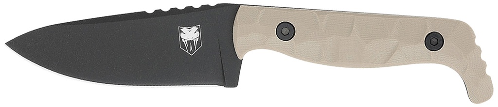 COBRA TEC KNIVES LLC CobraTec Knives CTKPTAN KingPin  EDC 4" Fixed Drop Point Plain Black Powder Coated D2 Steel Blade, 4" Tan Textured G10 Scales Handle