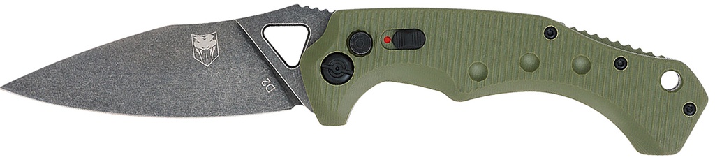 COBRA TEC KNIVES LLC CobraTec Knives ODGAFRYK Ryker  3.75" Folding Plain Black Stonewashed D2 Steel Blade, 5" OD Green Textured G10 Handle