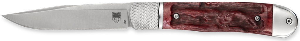COBRA TEC KNIVES LLC CobraTec Knives CTTHRRED Trapper Hidden Release 3.12" Flip Open Drop Point Plain Satin D2 Steel Blade, 4.25" Red Textured Bone Handle