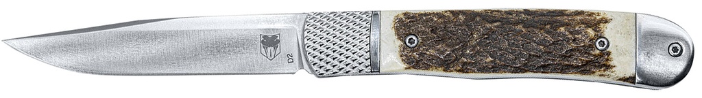 COBRA TEC KNIVES LLC CobraTec Knives CTTHRSTG Trapper Hidden Release 3.12" Flip Open Drop Point Plain Satin D2 Steel Blade, 4.25" Stag Scales Handle