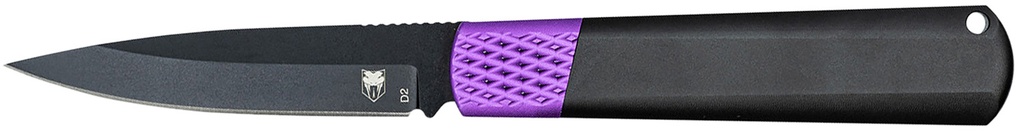 COBRA TEC KNIVES LLC CobraTec Knives CTWOLVERINEBLK Gideon  3" Folding Plain Black Stonewashed D2 Steel Blade, 4.25" Black/Purple Aluminum Handle