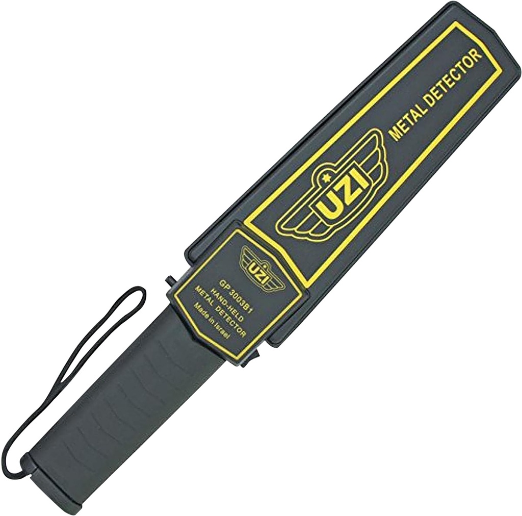 Uzi Accessories UZIHHSC1 Handheld Metal Detector Black/Yellow High-Impact Plastic Features LED Light
