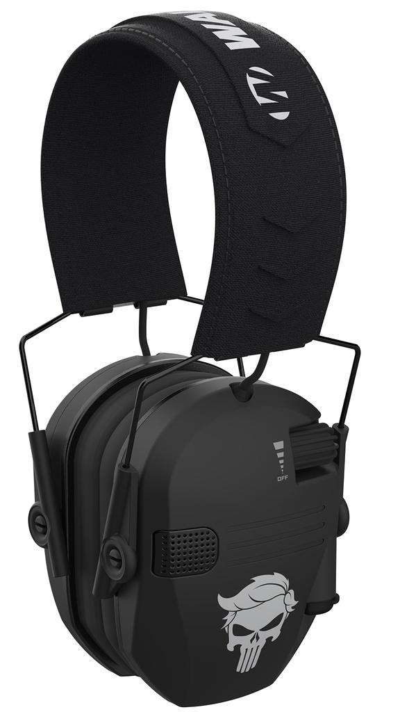 Walkers Game Ear Walker's GWPRSEMT24PUN Razor Merica Muffs Punisher Polymer Over the Head Black