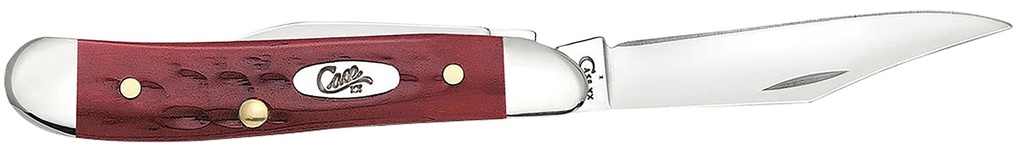 Case 00781 Peanut  Medium 2.10"/1.53" Folding Clip Point/Pen Plain Mirror Polished Tru-Sharp SS Blade Corn Cob Jigged Old Red Bone Handle