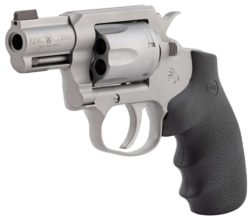 Colt Mfg KCOBRASM2BBS King Cobra  Small 357 Mag 6 Shot 2" Matte Stainless Steel Barrel, Cylinder Frame, Black Hogue Overmolded Grips, Exposed Hammer